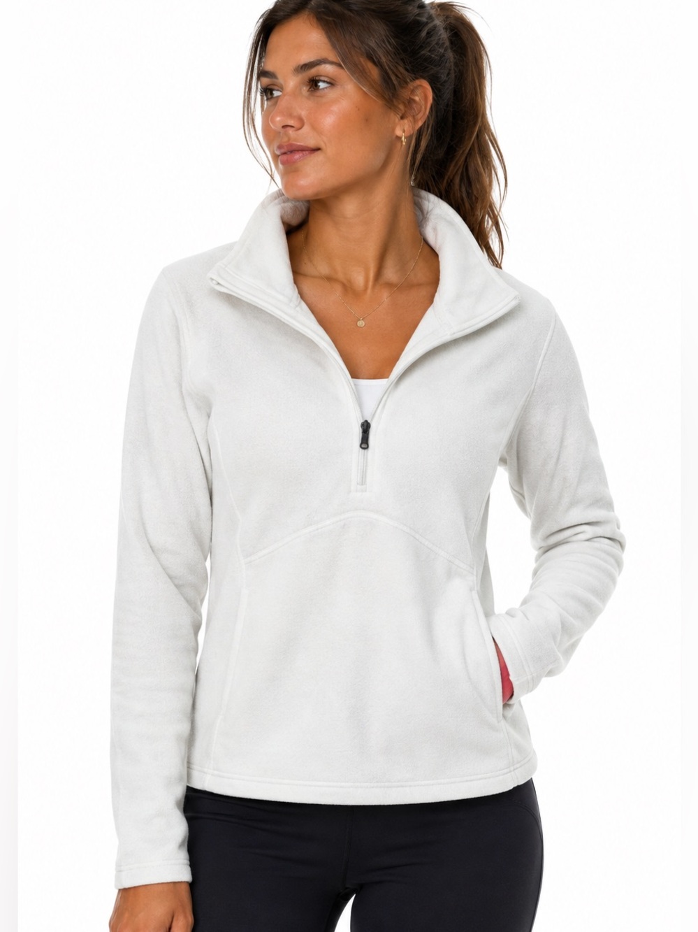 Obermeyer half-zip white fleece pullover size XL